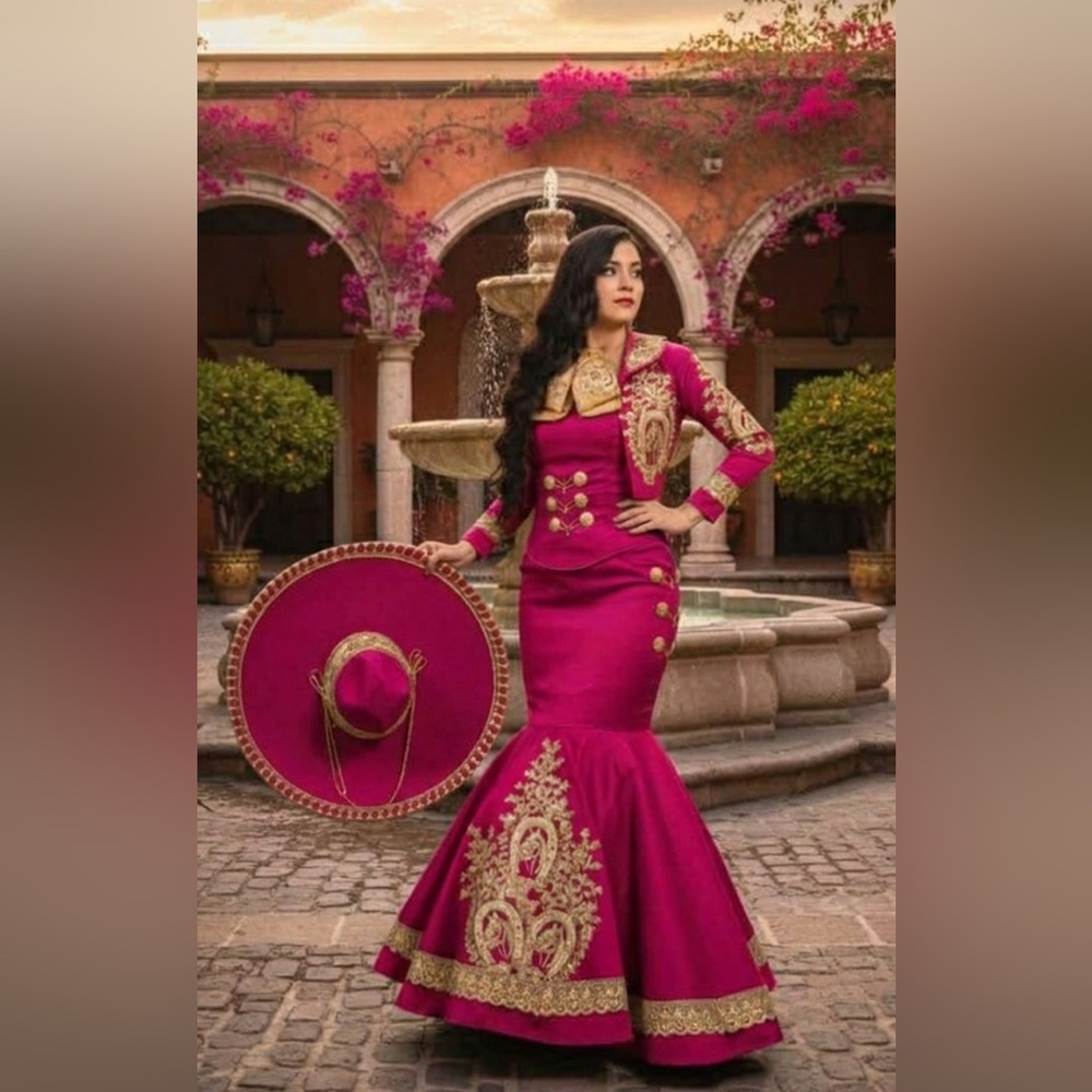 Elegant Pink and Gold Women's Skirt No Hat Included